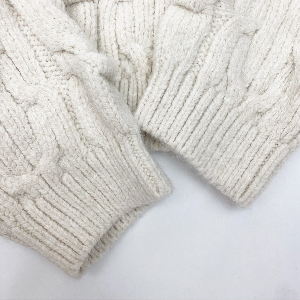 Zara Cable Knit Soft Chunky Cropped Button Front V Neck Cardigan Sweater Ivory - Picture 12 of 14